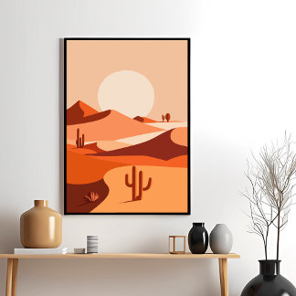 Wüste Serenity Cactus Sunset Vibes Poster