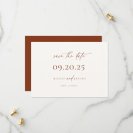 Wüste Sienna Minimalistisch Hochzeit retten Datum Save The Date