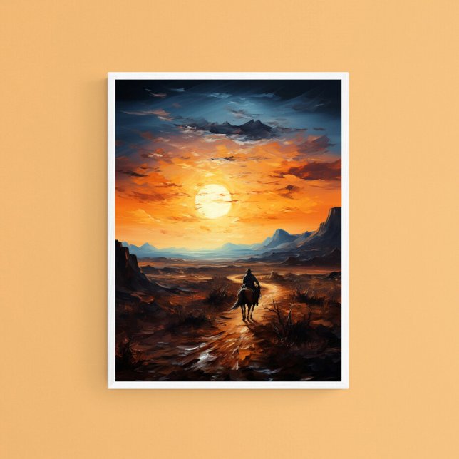 Wüste Sonnenuntergang auf dem Pferd, Serene Wall A Poster (Von Creator hochgeladen)