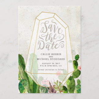 Wüste Sukkulent Save the Date - Stone