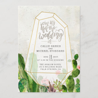 Wüste Sukkulente Einladung zur Hochzeit - Stein