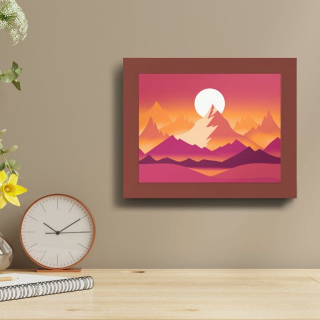 Wüste Sun Mountain Peaks Landschaftsbild Illustrat Poster (Von Creator hochgeladen)
