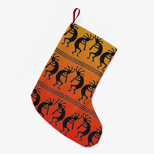Wüste Sunset Kokopelli Südwest Weihnachten Kleiner Weihnachtsstrumpf (Vorderansicht (hängend))