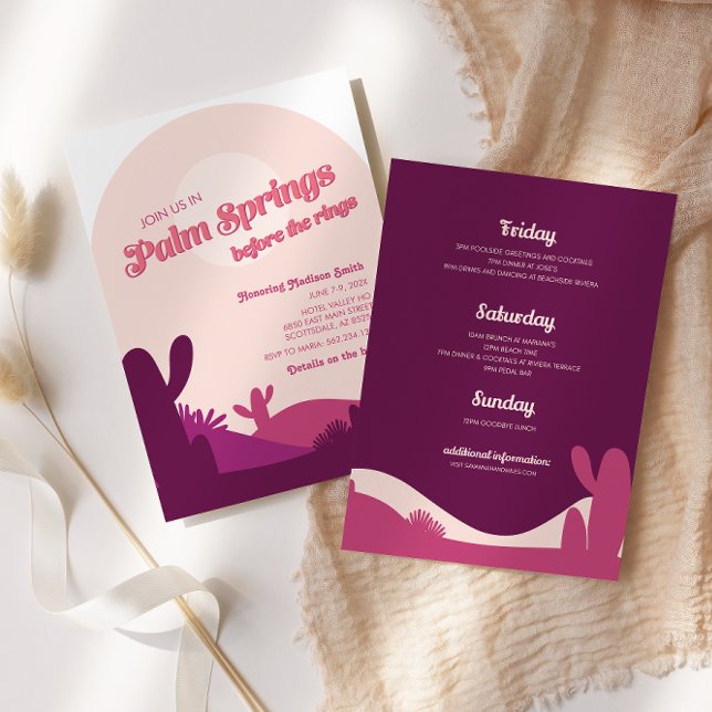 Wüste Sunset Palm Springs Bachelorette Itinerary Einladung (Von Creator hochgeladen)