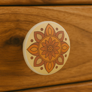 Wüste Sunset Terracotta Moderne Mandala Kunst, Dic Keramikknauf
