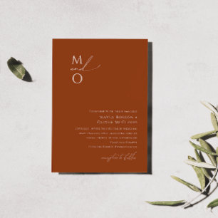 Wüste Terracotta Monogram Wedding Einladung