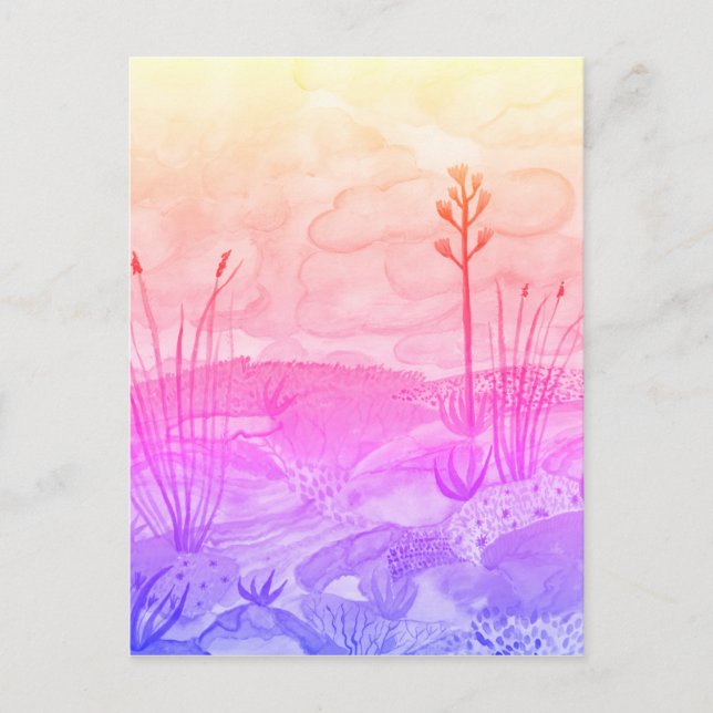 Wüste Träume Wasserfarbe New Mexico Sonnenuntergan Postkarte (Vorderseite)