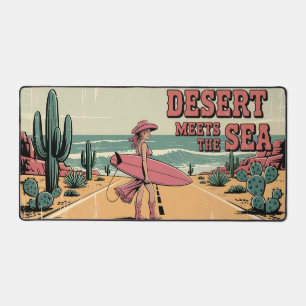 Wüste trifft auf die Sea Desk Mat - Retro Surf Cow Schreibtischunterlage