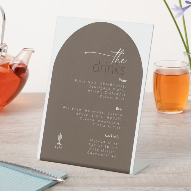 Wüste Vibes Wedding Drink Menu ID1019 Sockelschild (In Situ)