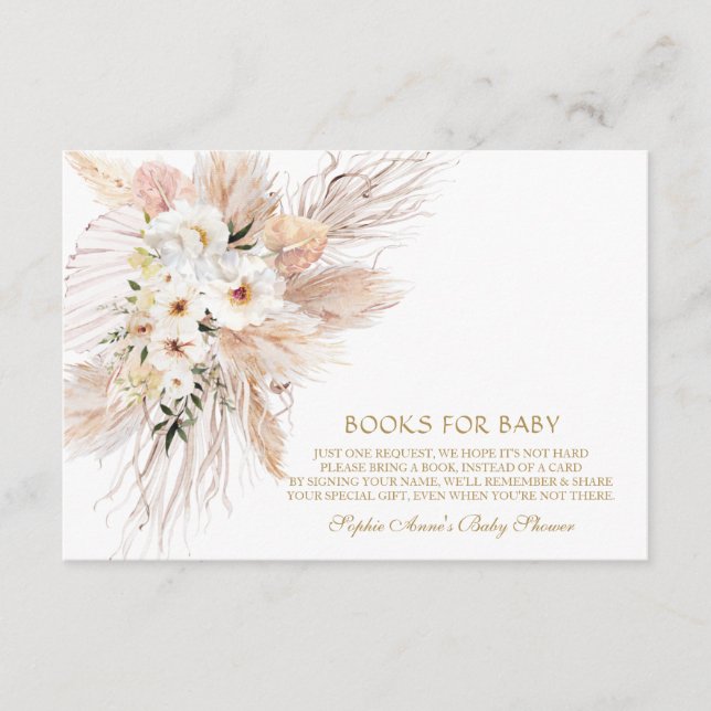 Wüste Weiße Rosen Pampas Grass Bücher für Baby Begleitkarte (Vorderseite)