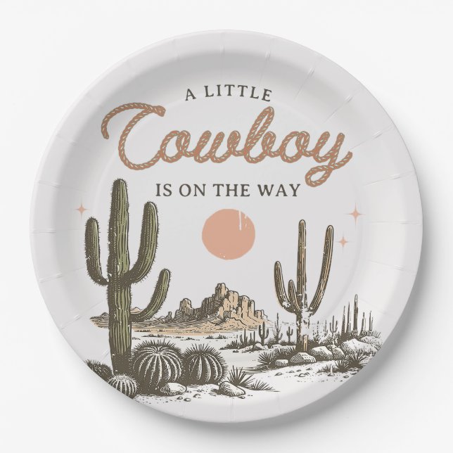 Wüste Western Cowboy Baby Shower Paper Teller (Vorderseite)
