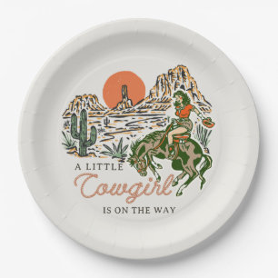 Wüste Western Cowgirl Babydusche Papier Teller