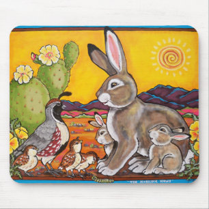 Wüste Wildtiere Kaninchen Gelbe Sonnenaufgangskak Mousepad