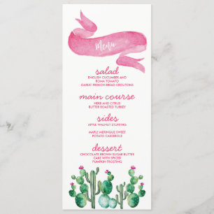 Wüsten-Aquarell-Hochzeits-Menü-Karten Menükarte