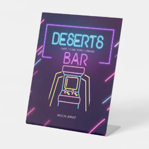 Wüsten Bar Neon Arcade Videospiele Geburtstag Zeic Sockelschild