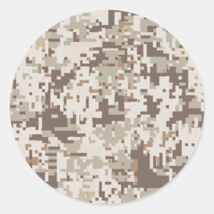 Wüsten-beige Art-Digital-Tarnung Runder Aufkleber