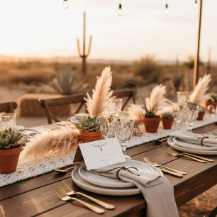 Wüsten-Boho-Kuh-Schädel-Hochzeitssitzordnung Tisch