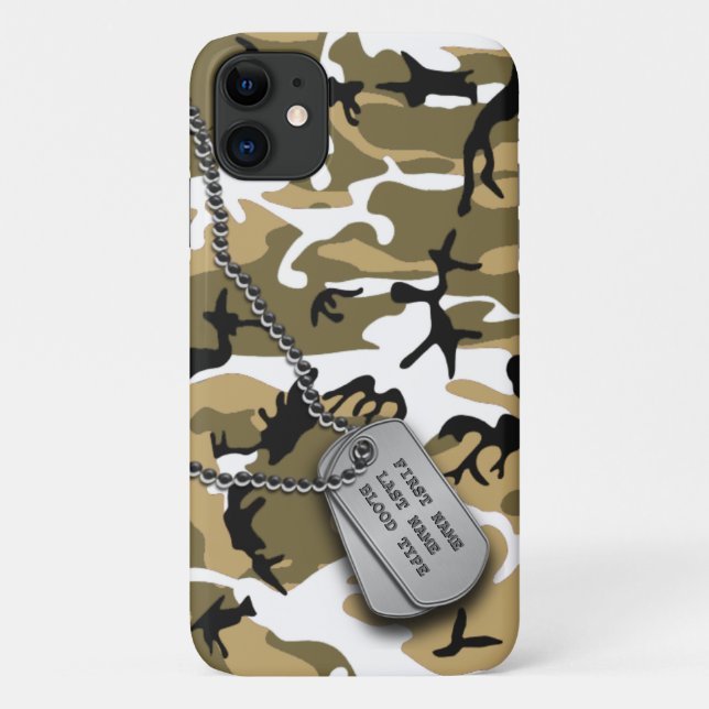 Wüsten-Camouflage mit Hundeplaketten Case-Mate iPhone Hülle (Rückseite)