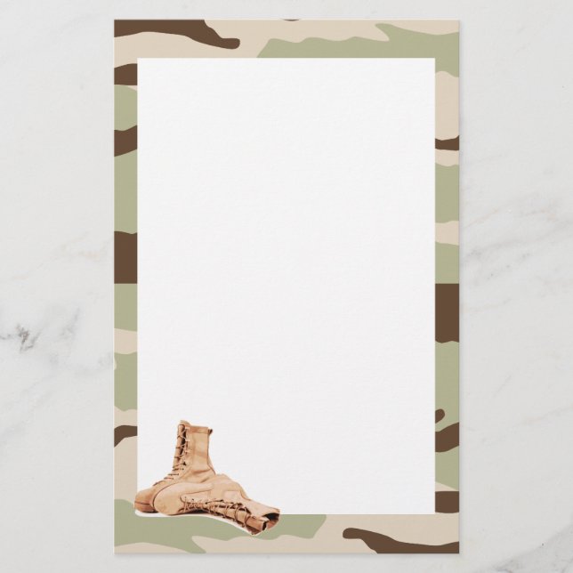 Wüsten-Camouflage und Kampf-Stiefel-Briefpapier Briefpapier (Vorderseite)