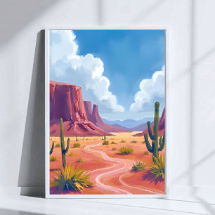 Wüsten-Canyon Kaktus Natur Landschaft Poster