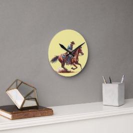 Wüsten-Cowboy Runde Wanduhr