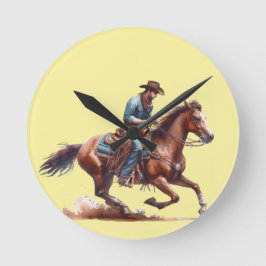 Wüsten-Cowboy Runde Wanduhr