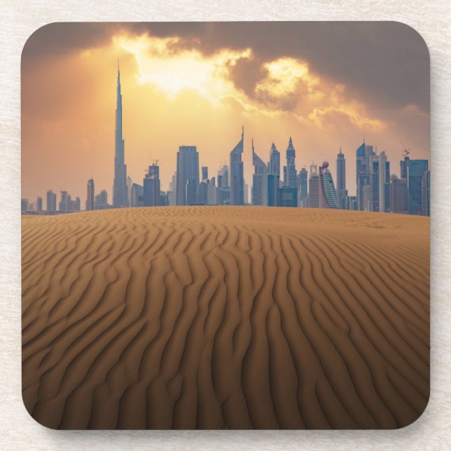 Wüsten | Dubais Skyline View von Sand Dune Getränkeuntersetzer (Vorderseite)