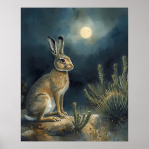 Wüsten-Jackrabbit unter dem Mond