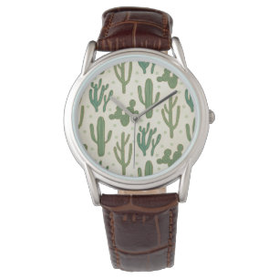 Wüsten-Kaktus-Muster SüdwestGeo-Schritt-  Armbanduhr
