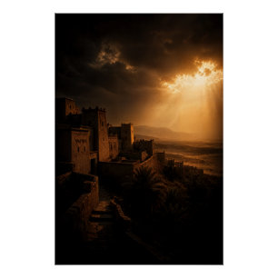 Wüsten-Kasbah Chiaroscuro Sonnenuntergang Poster