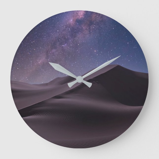 Wüsten | Milky Way Starry Sky Sand Dune Dubai Große Wanduhr (Vorderseite)