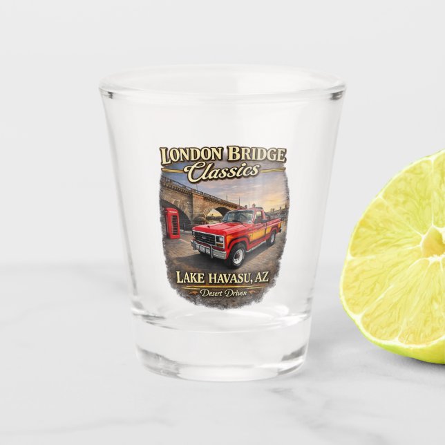 Wüsten-Muskel Retro-Autodesign Schnapsglas (Vorderseite)