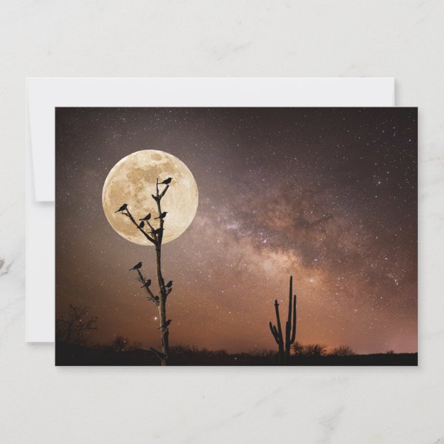 Wüsten | Saguaro Kaktus mit Vögeln in der Wüste Dankeskarte (Vorderseite)