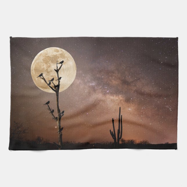Wüsten | Saguaro Kaktus mit Vögeln in der Wüste Geschirrtuch (Horizontal)