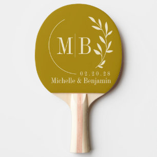 Wüsten-Salbei-Blatt-Hochzeits-Monogramm im Stil de Tischtennis Schläger