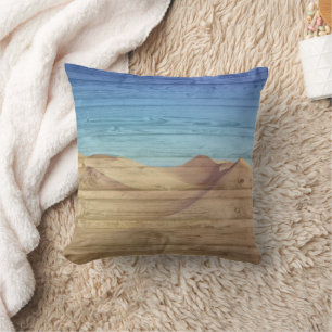 Wüsten-Sanddünen schöne blaue Himmel auf Holzkörnu Kissen