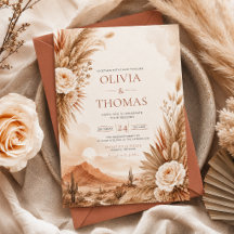 Wüsten-Sonnenuntergang-Boho-Hochzeitseinladung