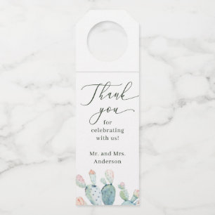 Wüsten-Sukkulenten-Hochzeit   Aquarell Boho Kaktus Flaschenanhänger