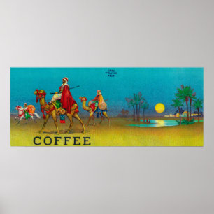 Wüsten-Szenen-Kaffee-Aufkleber Poster