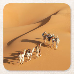 Wüsten Tuareg Walk mit Kamellen Rechteckiger Pappuntersetzer
