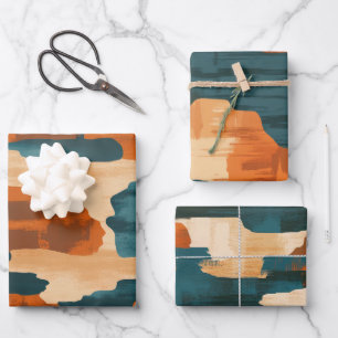 Wüstenblau und braun Abstrakter Western Geschenkpapier Set