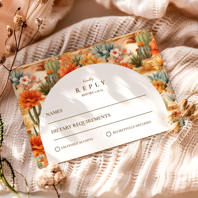 Wüstenblumen-Bogenhochzeit RSVP Karte (Von Creator hochgeladen)