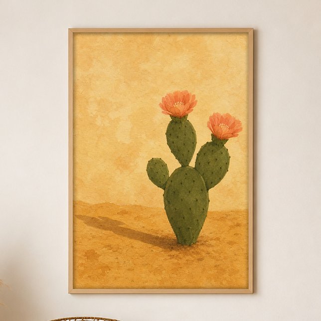 Wüstenblüten-Gouache-Boho-Kunstposter Poster (Shown framed for scale. Poster ships unframed; frames are an optional add-on.)