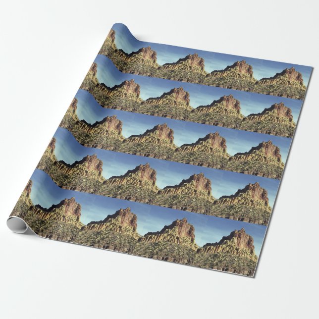 Wüstenfelsen Berggipfel Landschaftsbild Foto Geschenkpapier (Ungerollt)