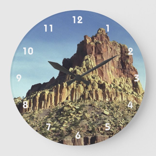 Wüstenfelsen Berggipfel Landschaftsbild Foto Große Wanduhr (Vorderseite)
