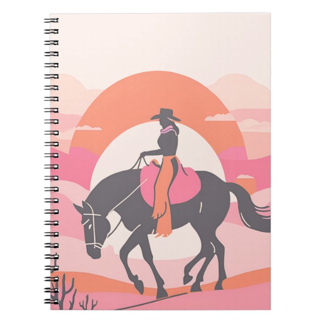 Wüstenflüge mit Cowgirl beim Reiten ihres Pferdes Notizblock (Vorderseite)