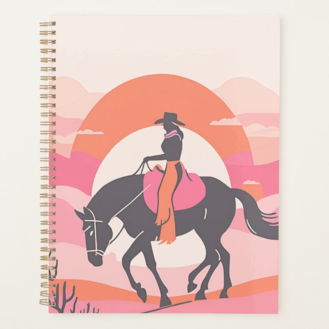 Wüstenflüge mit Cowgirl beim Reiten ihres Pferdes Planer (Vorderseite)