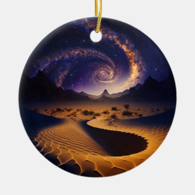 Wüstengalaxie Surreale Landschaft Kunst, Dichtung  Keramik Ornament (Vorne)