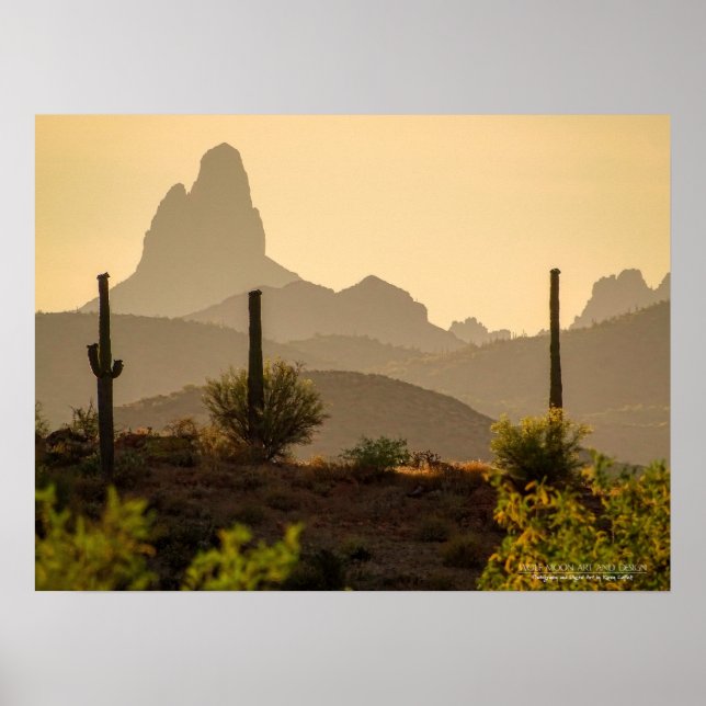 Wüstengebirge im Südwesten Weaver's Needle Arizona Poster (Vorne)