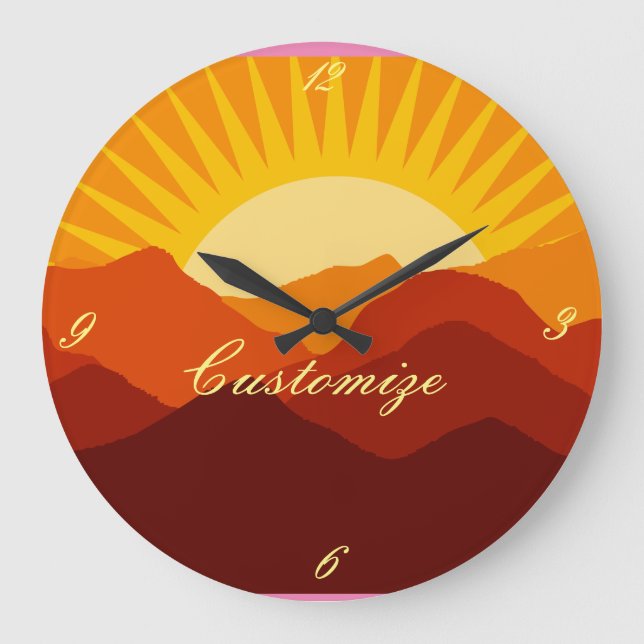 Wüstengebirge Sunset Thunder_Cove Große Wanduhr (Vorderseite)